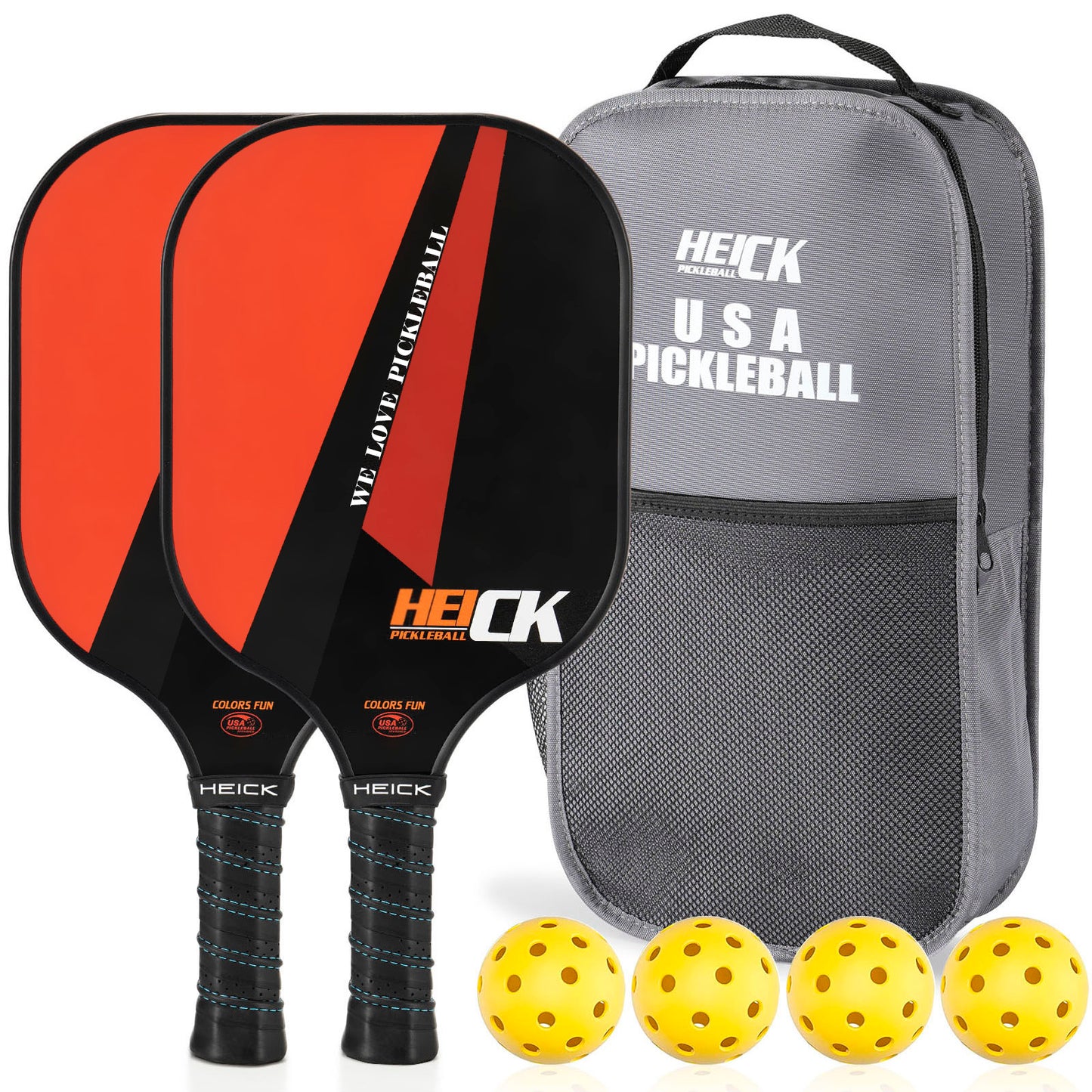 HEICK ColorsFUN Pickleball Paddle Set of 2, USAPA Approved, 11MM PP Core, CFS